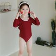 thumbnail image 5 of ‌‌LYMAYTER Girls One-Piece Swimsuits Toddler Long Sleeve Ruffle Bathing Suit Cute Kids Summer Beachwear‌, 5 of 8
