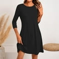thumbnail image 6 of LISTHA Women's 3/4 Sleeve Dresses, Casual T-Shirt Dresses, Crew Neck Loose fit Swing Autumn Dresses, Tunic Dresses Black L, 6 of 6