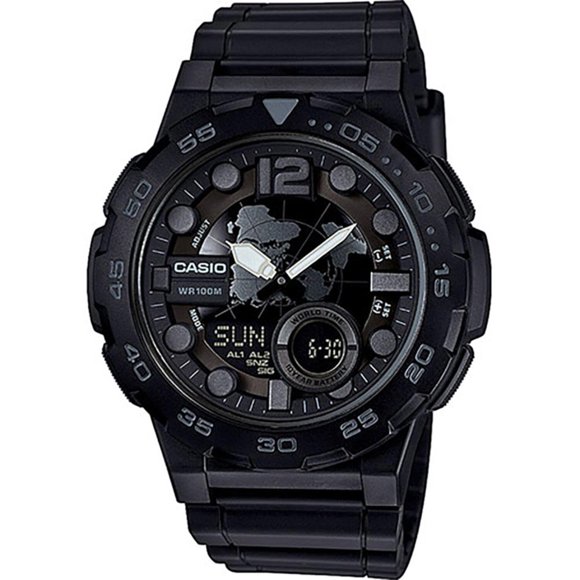Reloj CASIO AEQ-100W-1BVCF World Time 10 Year Battery, Illuminator-Negro negro 53 mm