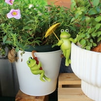2Pcs Frog Figure Plant Pot Hanger, Frog Flower Pot Hugger, Resin Frog Statue, Funny Pot Huggers for Planters, Cute Climbing Frog Flower Pot Hugger, Garden Fence Balcony Patio Yard