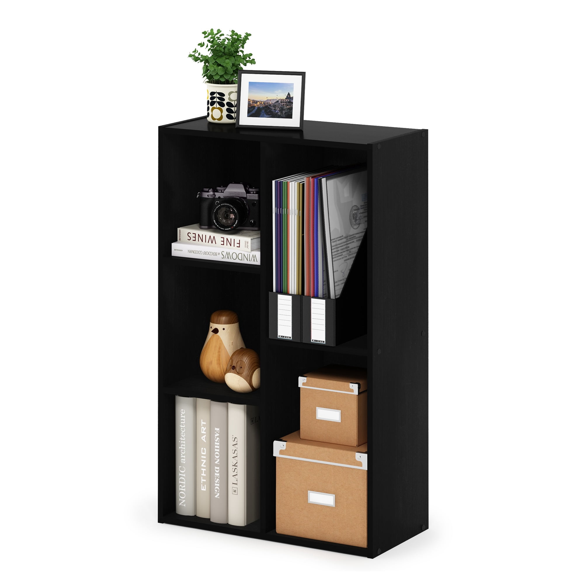 Furinno Luder 5-Cube No Tool Assembly Open Shelf, Blackwood