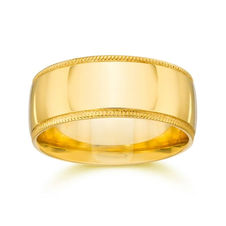 10MM Milgrain Wedding Band 14K Yellow Gold
