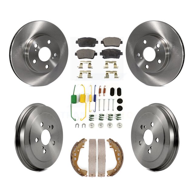 Transit Auto Front Rear Disc Brake Rotors Semi-Metallic Pads and Drum Kit (7Pc) for Car 2008 Toyota Prius K8F-102328