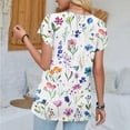 thumbnail image 6 of SDNall Ladies Tops and Blouses Summer Casual V-Neck Short Sleeved Lace Printed Top Womens Blouses, 6 of 9