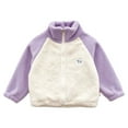 thumbnail image 5 of SuTry Girls Solid Color Long Sleeve Jacket Windproof Warm Fleece-Lined Casual Fall Winter Cozy Outerwear for Everyday Coat for Kids 3-17 Years(Purple,1-2 Years), 5 of 5