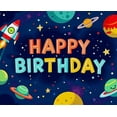 thumbnail image 3 of Outer Space Themed Happy Birthday Banner with Adorable Alien Rockets Planets and Stars Party Decoration Background for Birthday Parties Photography Props and Kids Celebrations, 3 of 7