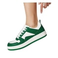 thumbnail image 6 of LUCKY STEP Fashion Faux Leather Sneakers Low Top Lace Up Walking Shoes,Green/white,Womens, 6 of 6