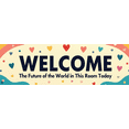 thumbnail image 3 of Welcome Party Event Backdrop Rainbow Peace Flower Banner Classroom Decoration School Entry Background Celebration Event Display Sign Kids Room, 3 of 4