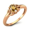 thumbnail image 2 of 925 Sterling Silver Rose Vermeil 6X4mm Oval Citrine Solitaire Women Mother's Day Gift Ring, 2 of 3