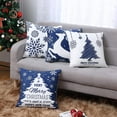 thumbnail image 6 of Christmas Pillow Covers Set of 4, 20X20" Christmas Decorations Merry Christmas Snowflake Throw Pillow Covers Deer Xmas Tree Decor, Blue, 6 of 6