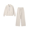 thumbnail image 5 of Gamivast Sweatsuits 2 Piece Set for Women Half Zip Pullover Sweatshirt Wide Leg Pants Two Piece Fall Winter Activewear White M, 5 of 6