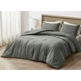 thumbnail image 2 of Chezmoi Collection Cliff 3-Piece Lightweight Cooling Comforter Set, Queen- Rayon Derived from Bamboo & Polyester Blended, Soft Breathable Bedding for Hot Sleepers, Dark Gray, 2 of 9