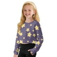 thumbnail image 5 of Xoenoiee Star Print Girls Crop Sweatshirt Fall Long Sleeve Pullover Round Neck Sweatshirt Fall Outfit, 13-14 Years, 5 of 7