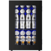 Simzlife 24 Cans Mini Beverage Refrigerator & Portable Wine Cooler Refrigerator with Glass Door, Mini Countertop Wine Fridge for Home/Office/Bar,Black