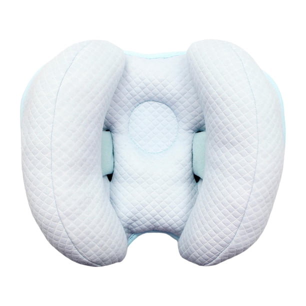 Almohada de viaje para bebé, almohada de apoyo para bebé, protección del cuello, asiento de coche para recién nacido, almohada desmontable con forma bebe azul