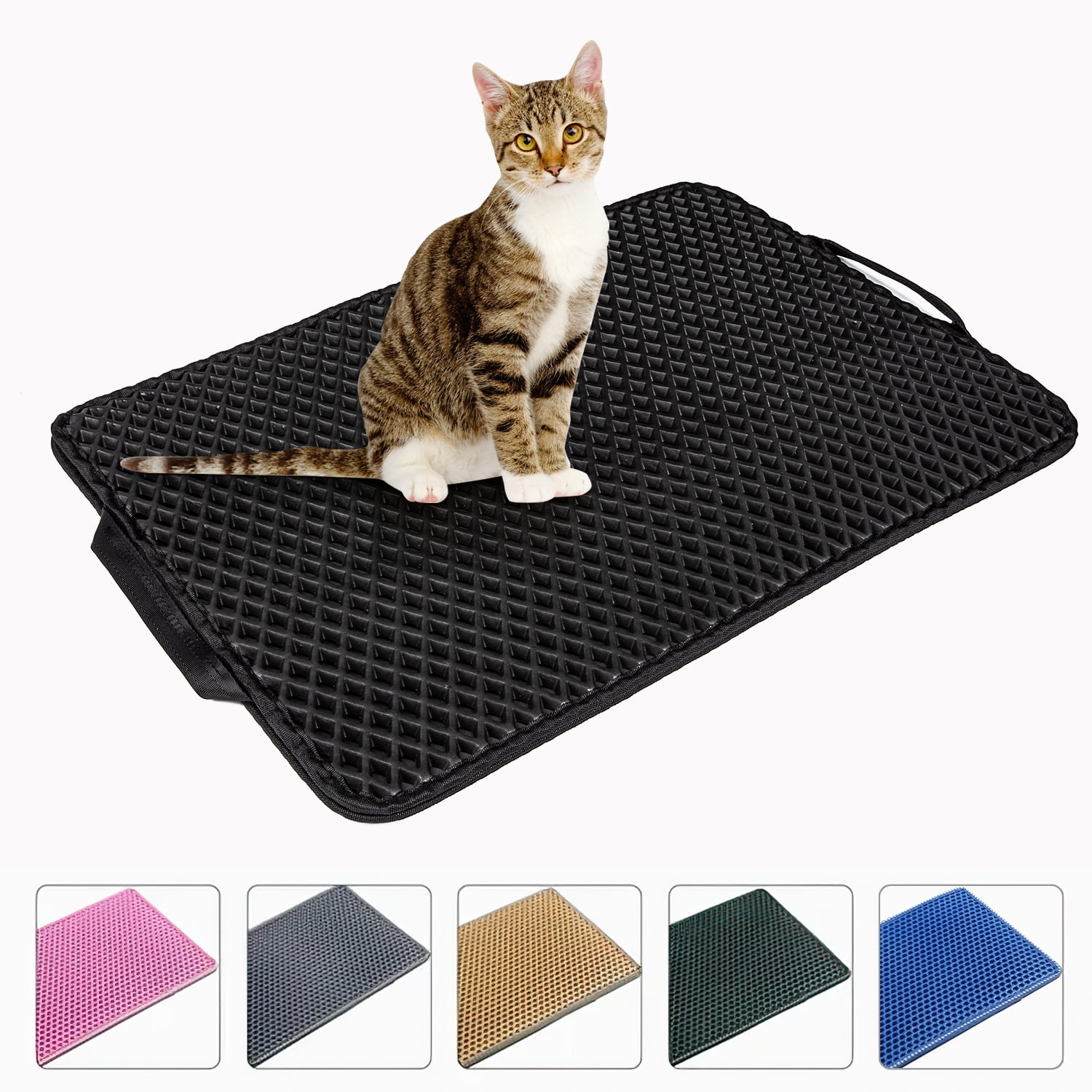 Pefilos Double Layer Anti Tracking Waterproof Cat Litter Trapping Mat Black Pefilos Double Layer Anti Tracking Waterproof Cat Litter Trapping Mat Black