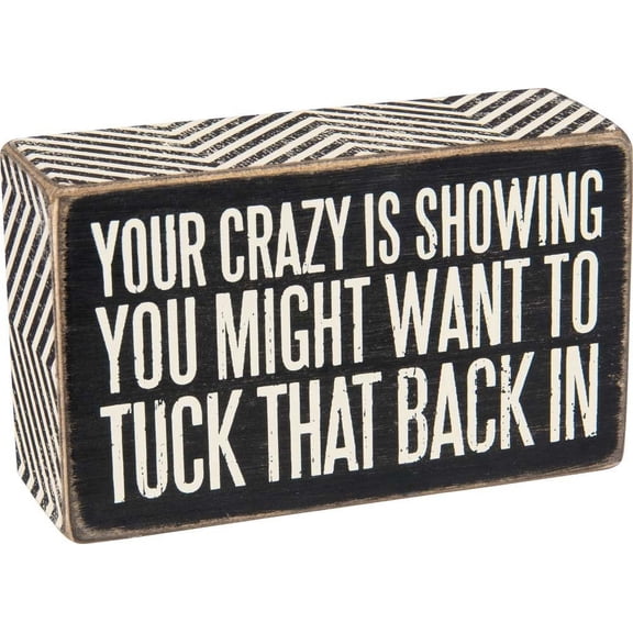 Primitives by Kathy Word Box Sign, 5" x 3" x 1.75", Tuck in Crazy