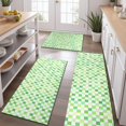 thumbnail image 2 of Green Yellow Checkerboard Checkered Pattern Kitchen Rugs Sets Of 3,Kitchen Runner Rugs Non Skid Washable,Decorative Kitchen Floor Mats for Kitchen,Sink,Laundry,17"x30"+ 17"x47" + 17"x59", 2 of 6