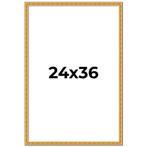24x36 Frame Gold Real Wood Picture Frame Width 1 inches | Interior Frame Depth 0.5 inches | Edwina
