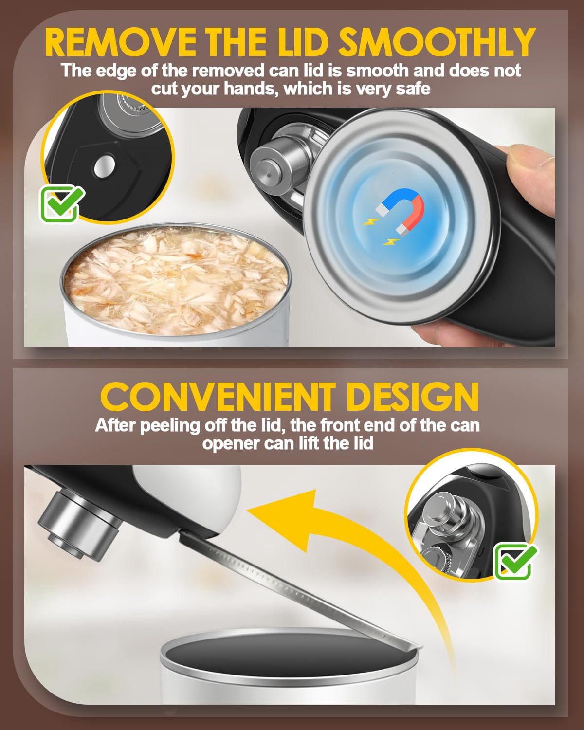 JFengqi Electric Can Opener, One-Touch Automatic Can Opener, Rechargeable, Hands-Free, Fits All Can Sizes, Catch for Kitchen & Seniors with Arthritis