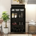 thumbnail image 5 of 47.6" Tall Metal Storage Cabinet with Glass Doors and Flip-Top, 4-Tier Display Cabinet with Open Shelves, Freestanding Steel Sideboard Buffet for Kitchen Living Room Home Office Dining Room Bathroom, 5 of 14