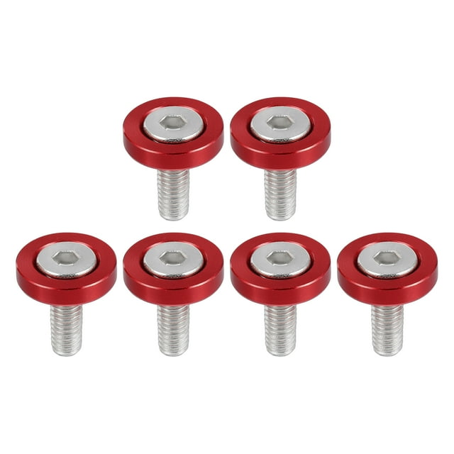 Unique Bargains 6 Pcs Finishing Countersunk Fender Bumper Washers Engine Bay Fastener Kit for Motorcycle Red