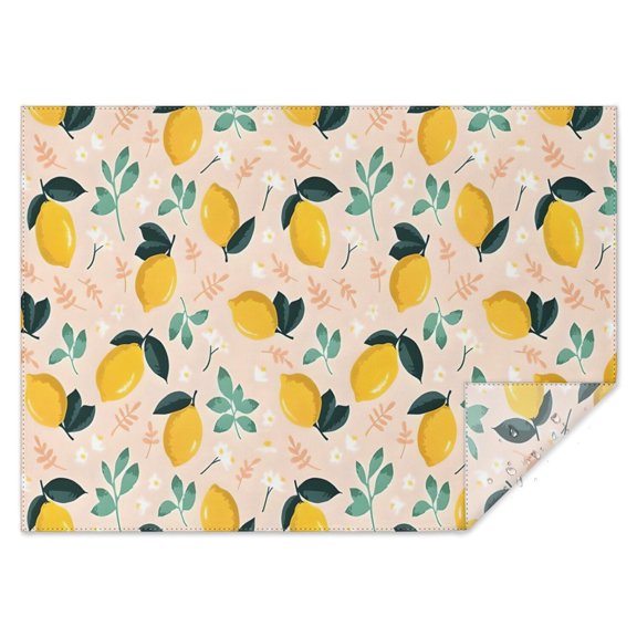 Yellow Lemon Fruits GreenLeaves Pattern Rectangle Tablecloth 60"x84",Waterproof Polyester Rectangle Table Cloth, Wipeable Spillproof Polyester Tablecloth for Dining, Camping, Indoor and Outdoor