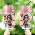 thumbnail image 4 of Happy Valentine’s Day Adorable Brittany Spaniel Puppy Holding Heart Balloon 30oz Stainless Steel Tumbler Insulated Cup with Lid Brittany Dog Lover Gifts Idea - 00030, 4 of 5