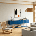thumbnail image 5 of Cottinch 2-Tier Accent Cabinet,Metal Storage Cabinets with 3 Doors,Open Shelf,Freestanding Organizer for Living Room,Blue, 5 of 9