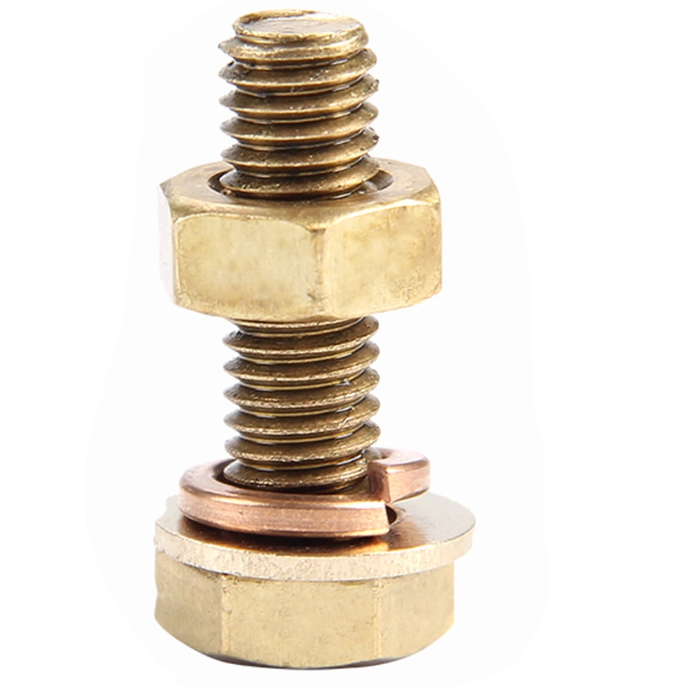(1pcs) Brass Hex Bolt and Nut Flat Washer Lockwasher Kit, M12x90mm .