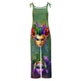 thumbnail image 5 of Ousvtion Mardi Gras Women's Overalls Funny Mask Prined Jumpsuits One Piece Sleeveless Adjustable Strap Rompers Wide Leg Long Pant With Pockets Plus Size Clearance Saving,A08-Multicolor,Large, 5 of 5