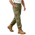 thumbnail image 2 of Jovrlynd Mens Cargo Pants Elastic Waist Button Loose Fit Outdoor Hiking Pants with Pockets, S-3XL, 2 of 9
