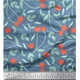 thumbnail image 1 of Soimoi Blue Moss Georgette Fabric Berries Leaves Print Fabric by Yard 42 Inch Wide, 1 of 3