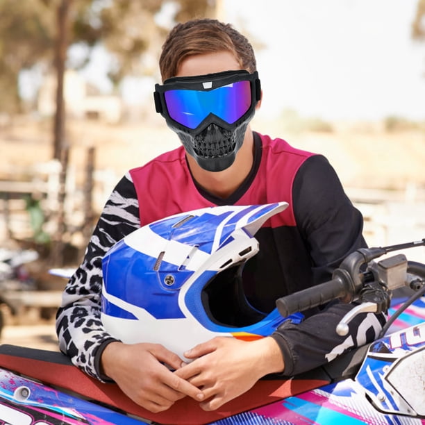 Gafas de casco de motocicleta con calavera para exteriores, máscara facial, gafas de carreras de motos (coloridas)