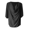 thumbnail image 5 of Rezuofi 2 Pcs Women's Cowl Neck Short Sleeve Chiffon Blouse Wrap Draped Front Loose Fit Work Casual Shirt Tops, 5 of 6