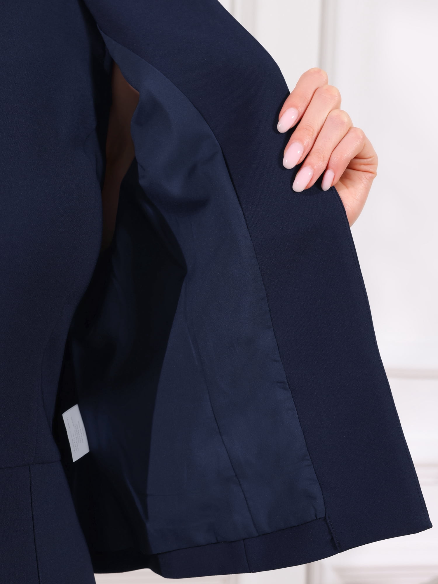 DARING DIVA Women's 2Pcs Suit Sleeveless Dress Crop Blazer Set M Dark Blue