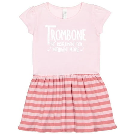 

Inktastic White Intelligent Trombone Rough Text Gift Toddler Girl Dress