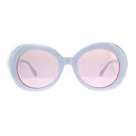 Minimal Mod Womens Oversize White Round Plastic Retro Sunglasses Pink