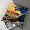 thumbnail image 7 of Chilfamy Pillow Cover Japanese Sakura Traditional Oriental The Great Wave of Kanagawa Throw Pillow Decor for Livingroom Couch Bed Decorative Gift White, 7 of 7