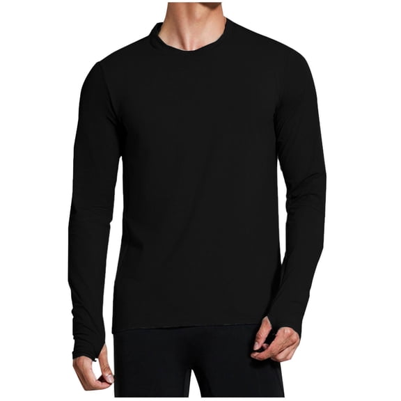 Mens Athletic Shirts with Thumb Hole Sports Fitness Stretch T-Shirt Color Block Long Sleeve Crewneck Tees