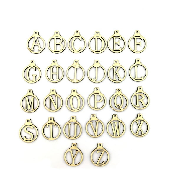 Masteelf Wooden A-Z Name Surname 26 Letter Round Tag Gift Box Label Tag Cards Wedding Christmas Favor Label Festival DIY Decor