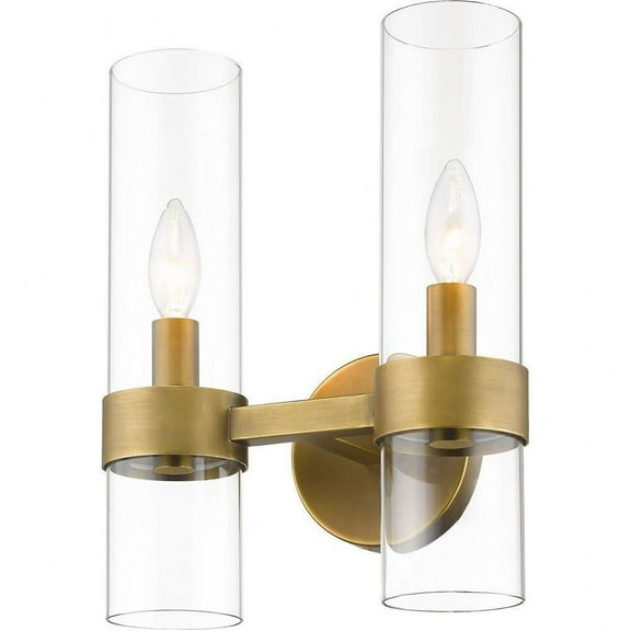 2 Light Wall Sconce in Restoration Style-13 inches Tall and 6.5 inches Wide-Rubbed Brass  Finish Bailey Street Home 372-Bel-4652262