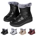 thumbnail image 2 of XIMIN Womens Snow Boots Waterproof Leather Fur Lined Winter Warm Boots Mid-Calf Booties with Fur Lined Zipper Comfortable Platform Fashion Snow Ankle Booties, 2 of 9