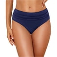thumbnail image 2 of Women's High Waisted Bikini Bottom Tummy Control Ruched Bathing Suit Swim Bottom Navy XL, 2 of 5