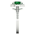thumbnail image 3 of 1.86 ctw with Simulated Diamond Halo Accents Anniversary Ring for Women | Round Cut Simulated Emerald | Hyperallergenic Solid 18K White Gold, 3 of 5