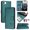 Green, variant on For Apple IPhone 17e 6.1" RFID Blocking Protective Purse Case Cat Embossed Strong Magnetic Attachment/Closure, Card Slots/Pocket, PU Leather Flip Wallet Case With Hanging Rope,Green,For iPhone 17e