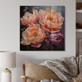 thumbnail image 2 of Designart "Dreaming of Peach Peonies" Floral Print on Natural Pine Wood, 2 of 5