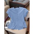 thumbnail image 4 of Women's Casual Solid Color Short Sleeve Shirt, Summer, 4 of 6