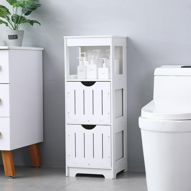 Ubesgoo Bathroom Floor Cabinet Wooden, Bathroom Wooden Free Standing Storage Side Floor Cabinet Organizer