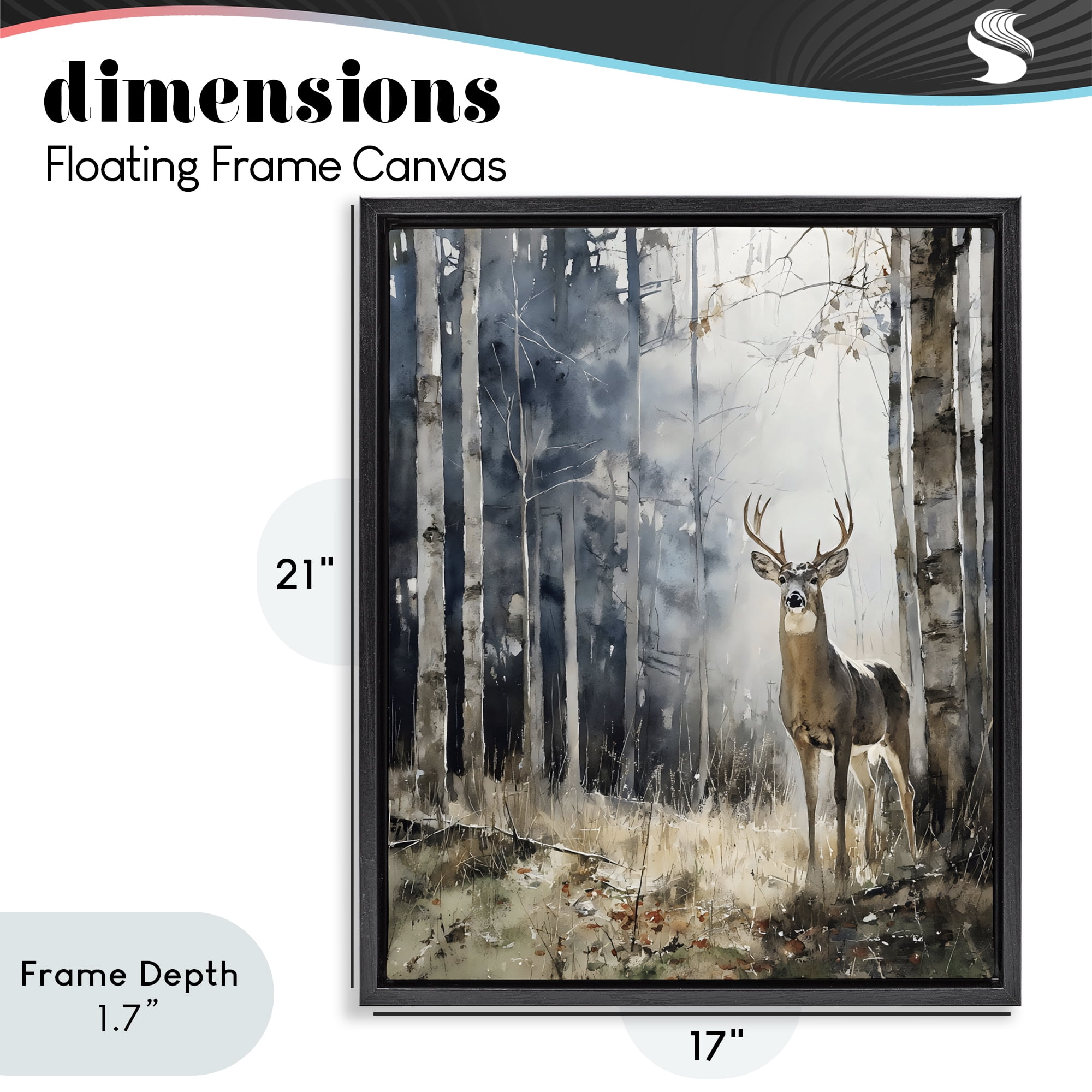 Stupell Industries Deer In The Woods Black Framed Floater Canvas Wall Art, design by Franklyn Gregory